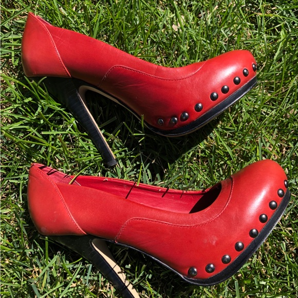 Aldo Red Leather 4” Heels Size 7 - Picture 3 of 9